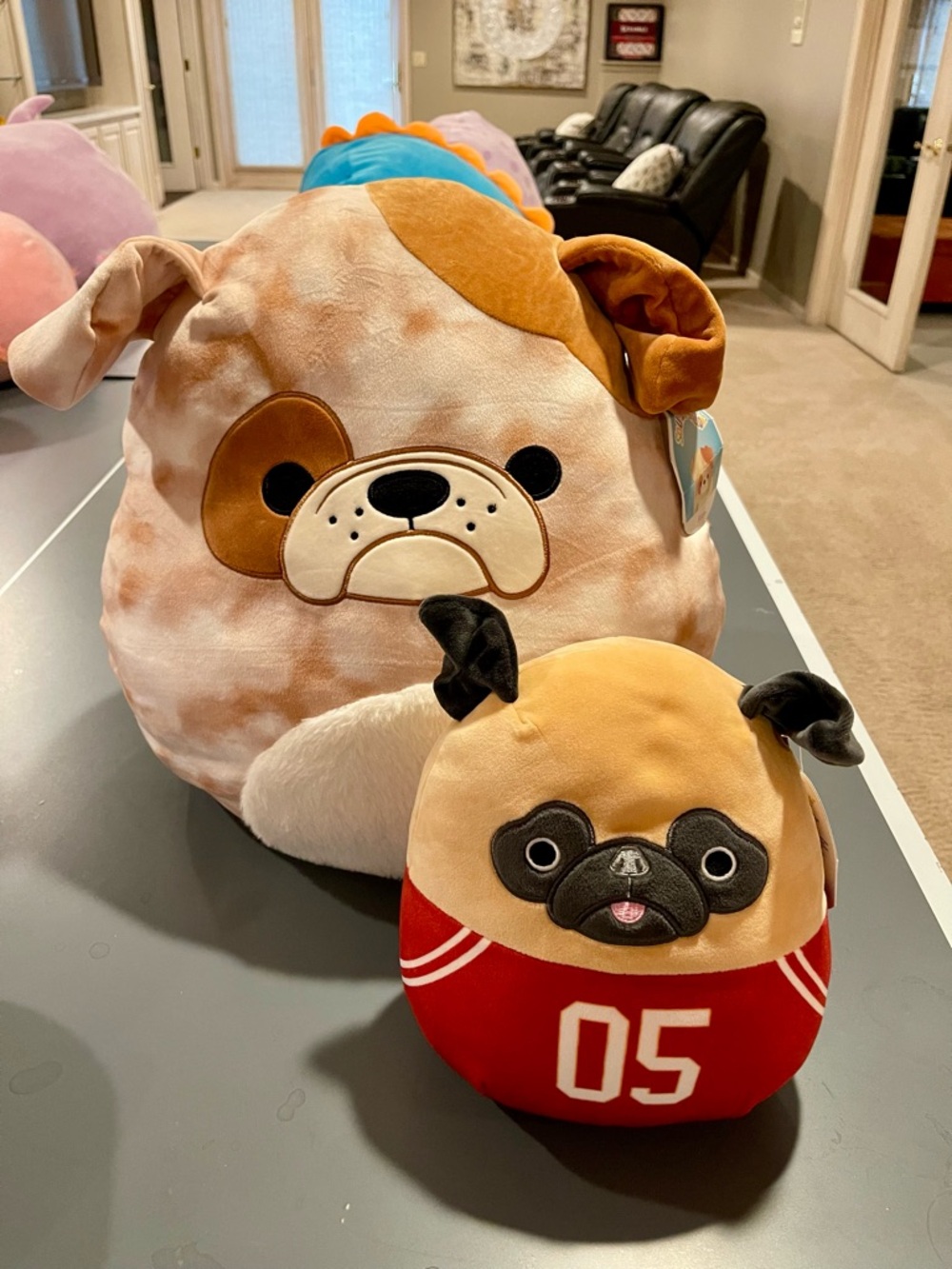 Squishmallows Tan & Red Bulldog Plush Duo